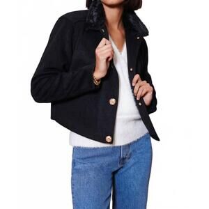 NEW BISHOP + YOUNG lily fur collar jacket in black